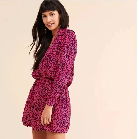 Zadig And Voltaire Reveal Mini Dress Leopard Animal Print Pink Black Size Small - Picture 12 of 13